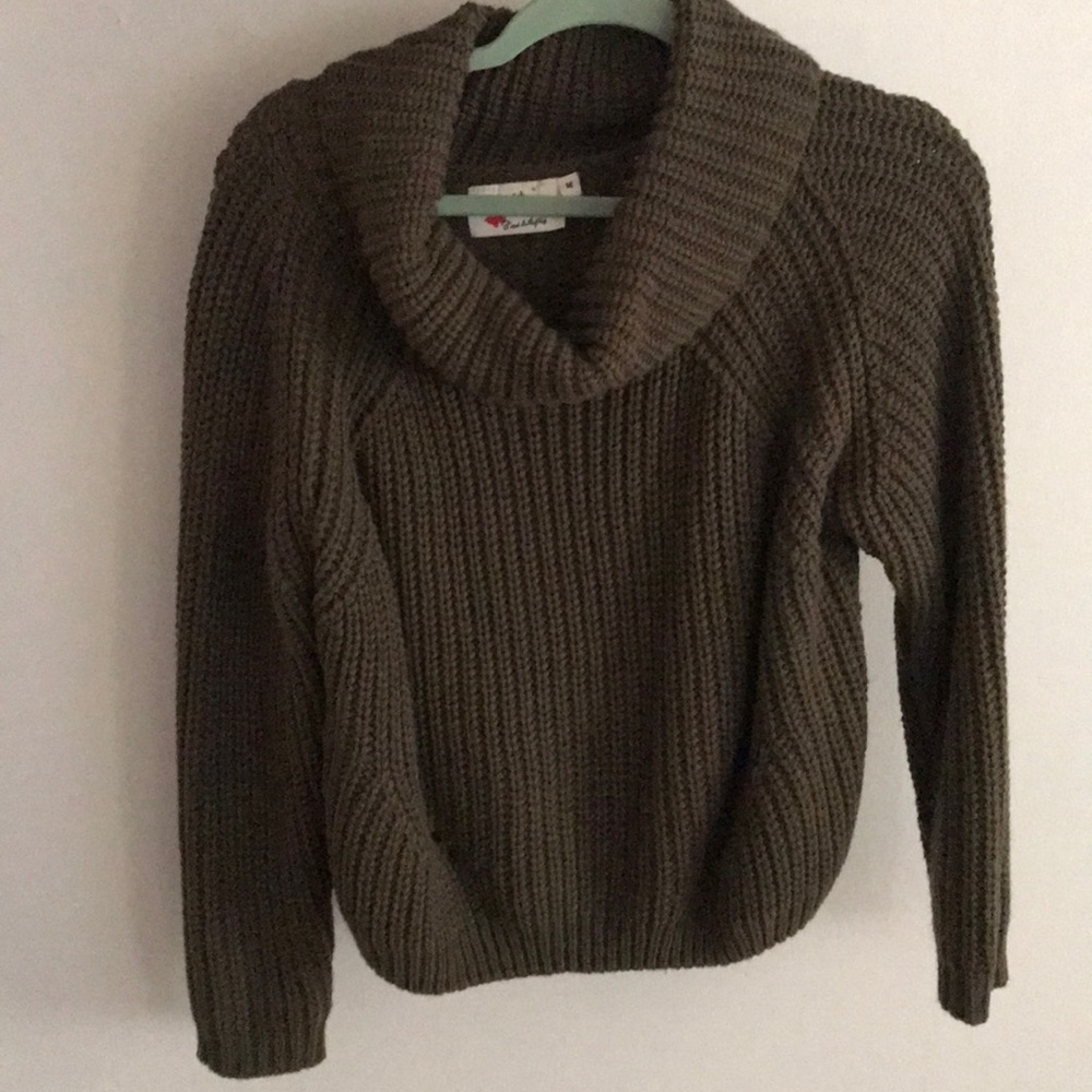 Forest green cowl neck sweater